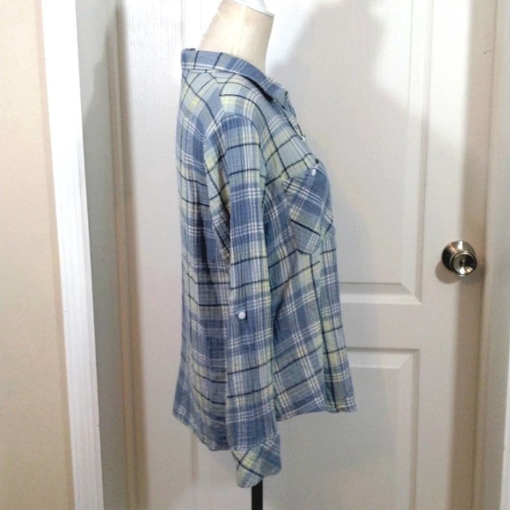 Sanctuary Cotton Plaid Tomboy Button Down Shirt Large - Picture 3 of 6